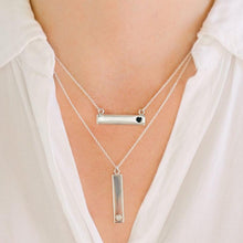 Sterling Silver Bar Pendant Necklace with Pawprint Everence Inlay everence.life