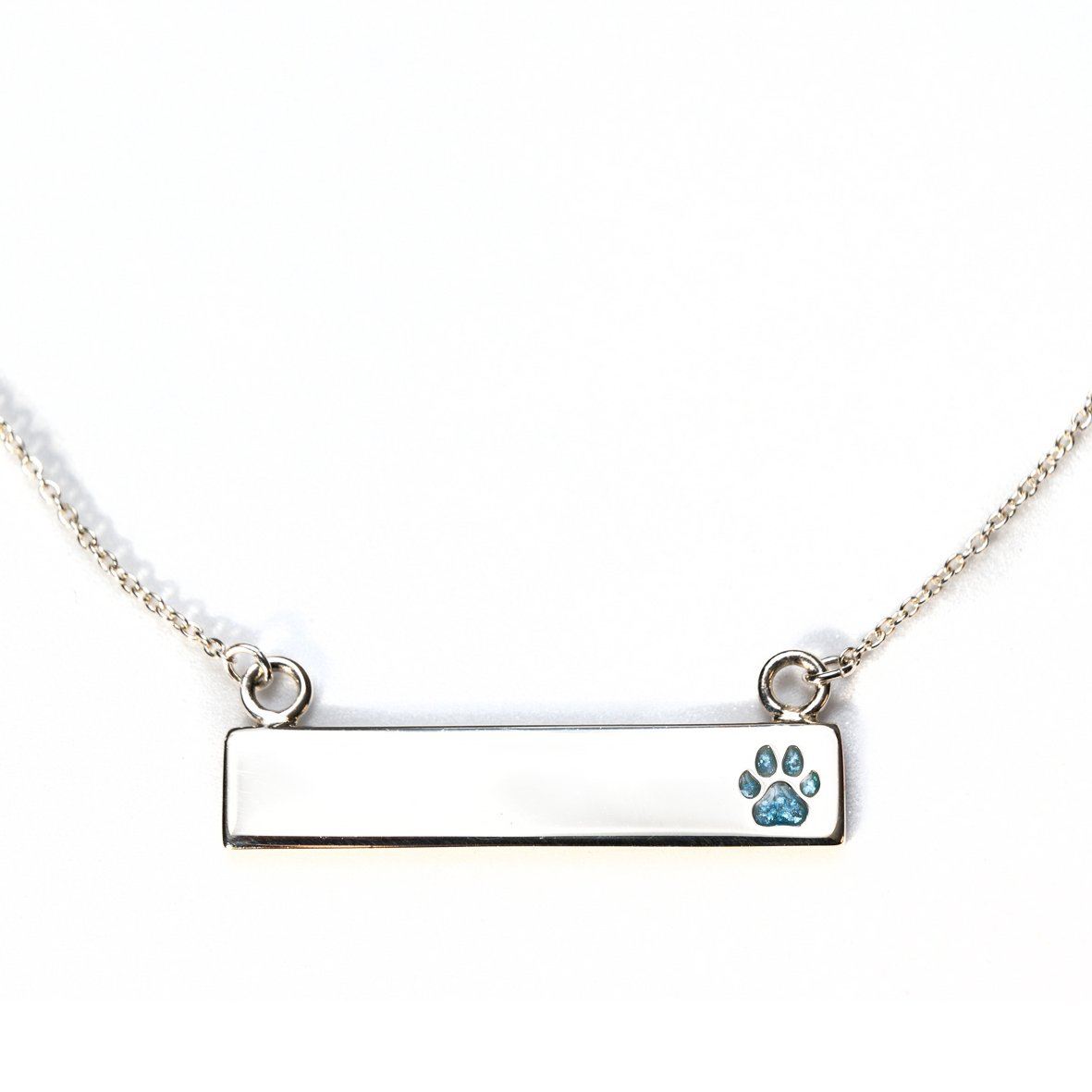 Sterling Silver Bar Necklace with Pawprint Everence Inlay everence.life