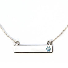 Sterling Silver Bar Necklace with Pawprint Everence Inlay everence.life
