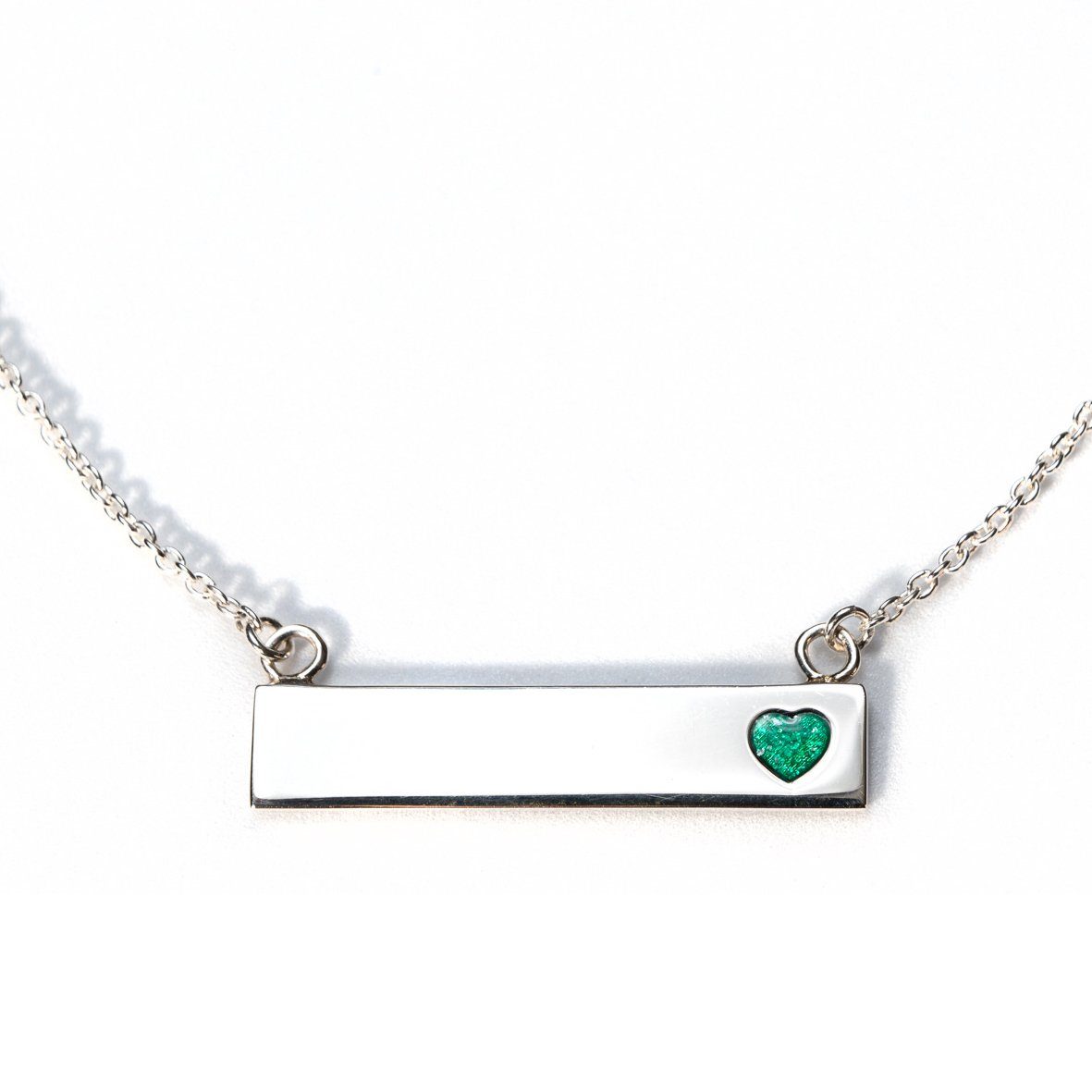 Sterling Silver Bar Necklace with Heart Everence Inlay everence.life