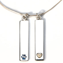 Sterling Silver Bar Pendant Necklace with Pawprint Everence Inlay everence.life