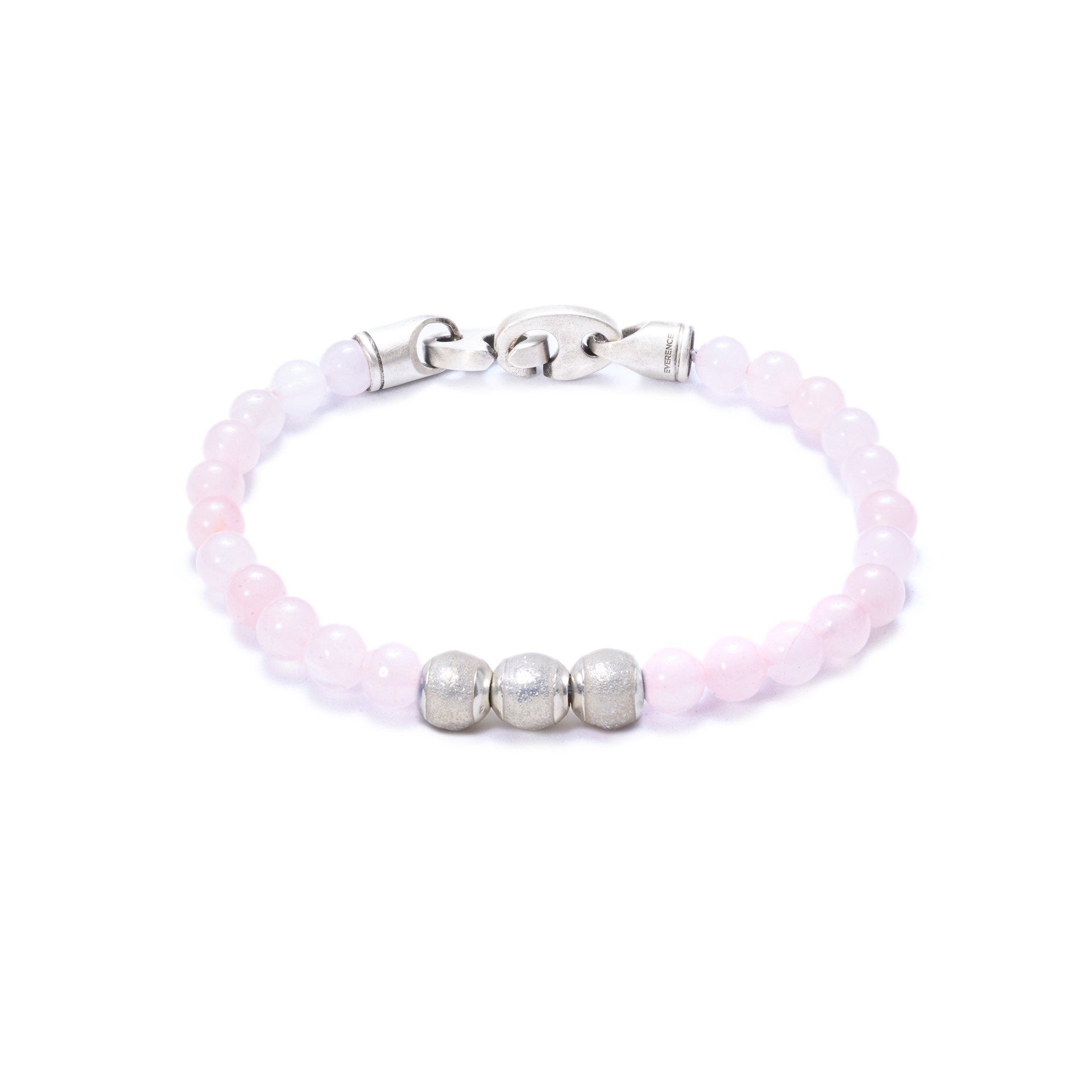 Rose Quartz, Three Everence Beads Everence Clear Brummel Hook 7