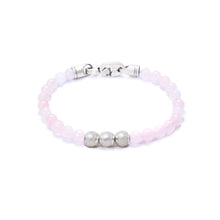 Rose Quartz, Three Everence Beads Everence Clear Brummel Hook 7