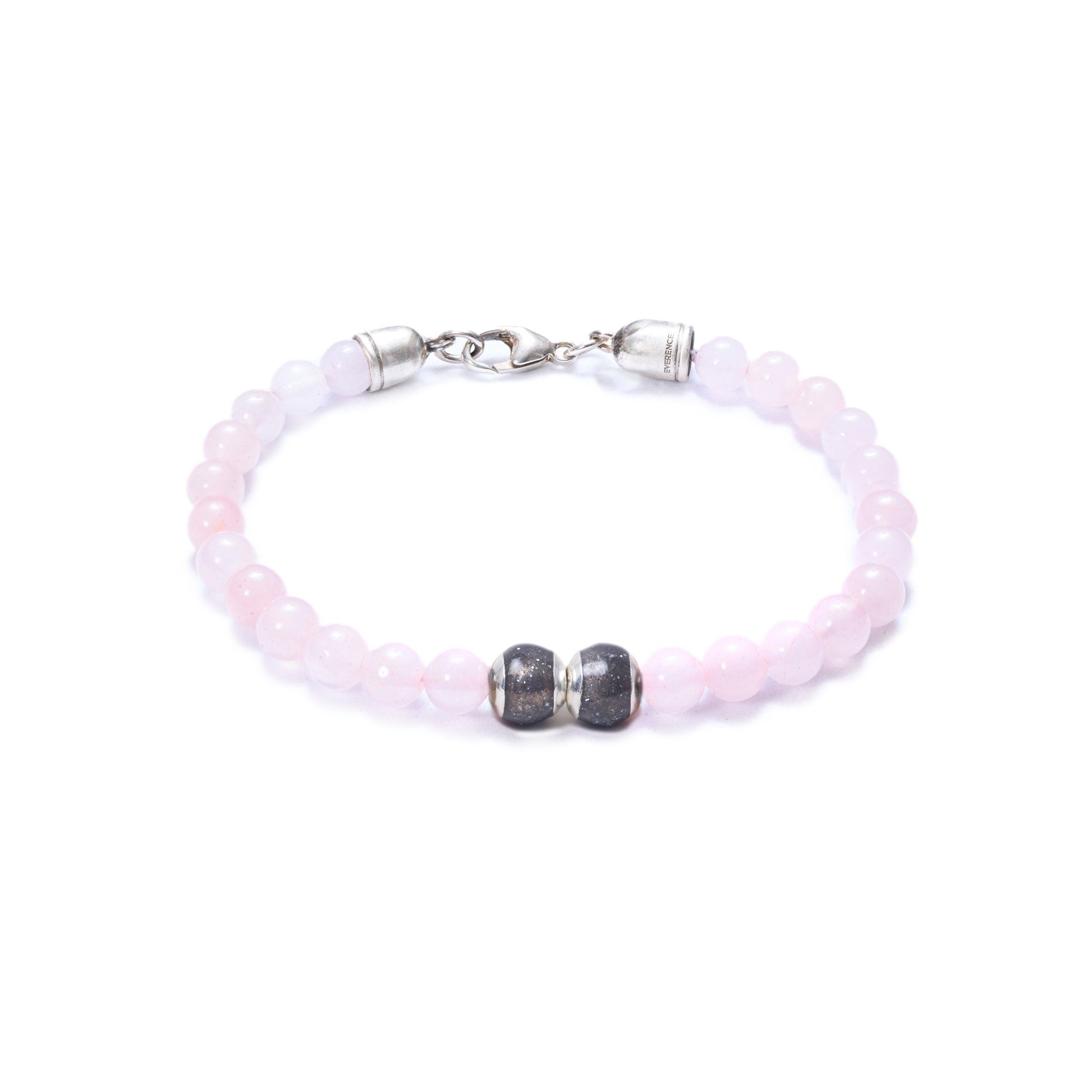 Rose Quartz, Two Everence Beads Everence Grey Lobster Claw 7