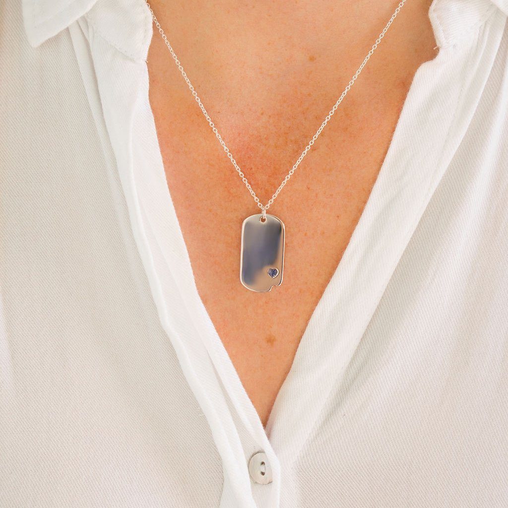 Sterling-Silver Dog Tag with Everence Inlay - Small Everence