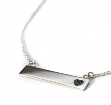 Sterling Silver Bar Necklace with Heart Everence Inlay everence.life Charcoal