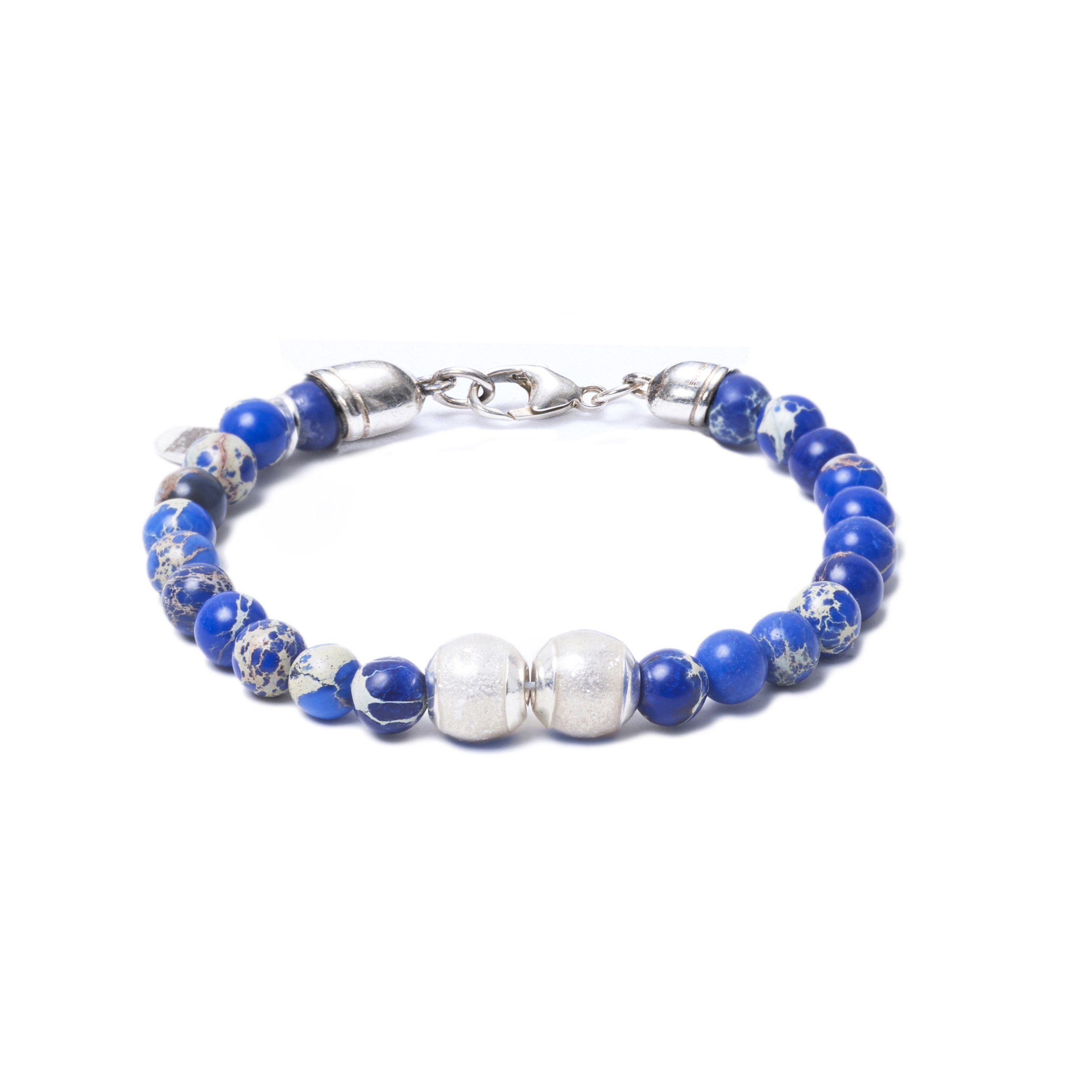 Blue Sea Jasper, Two Everence Beads everence.life Clear Lobster Claw 7
