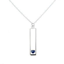 Sterling Silver Bar Pendant Necklace with Heart Everence Inlay everence.life Navy