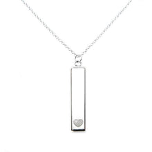 Sterling Silver Bar Pendant Necklace with Heart Everence Inlay everence.life Pearl