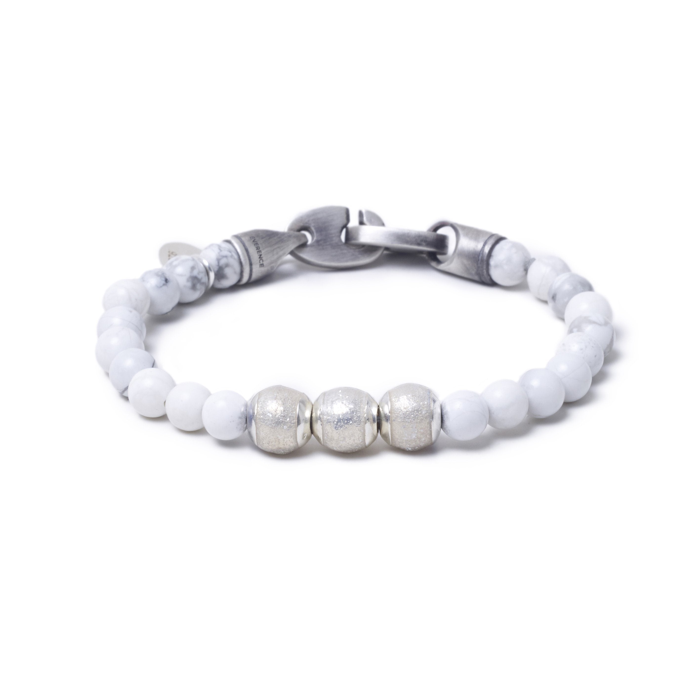 Howlite, Three Everence Beads everence.life Clear Brummel Hook 7