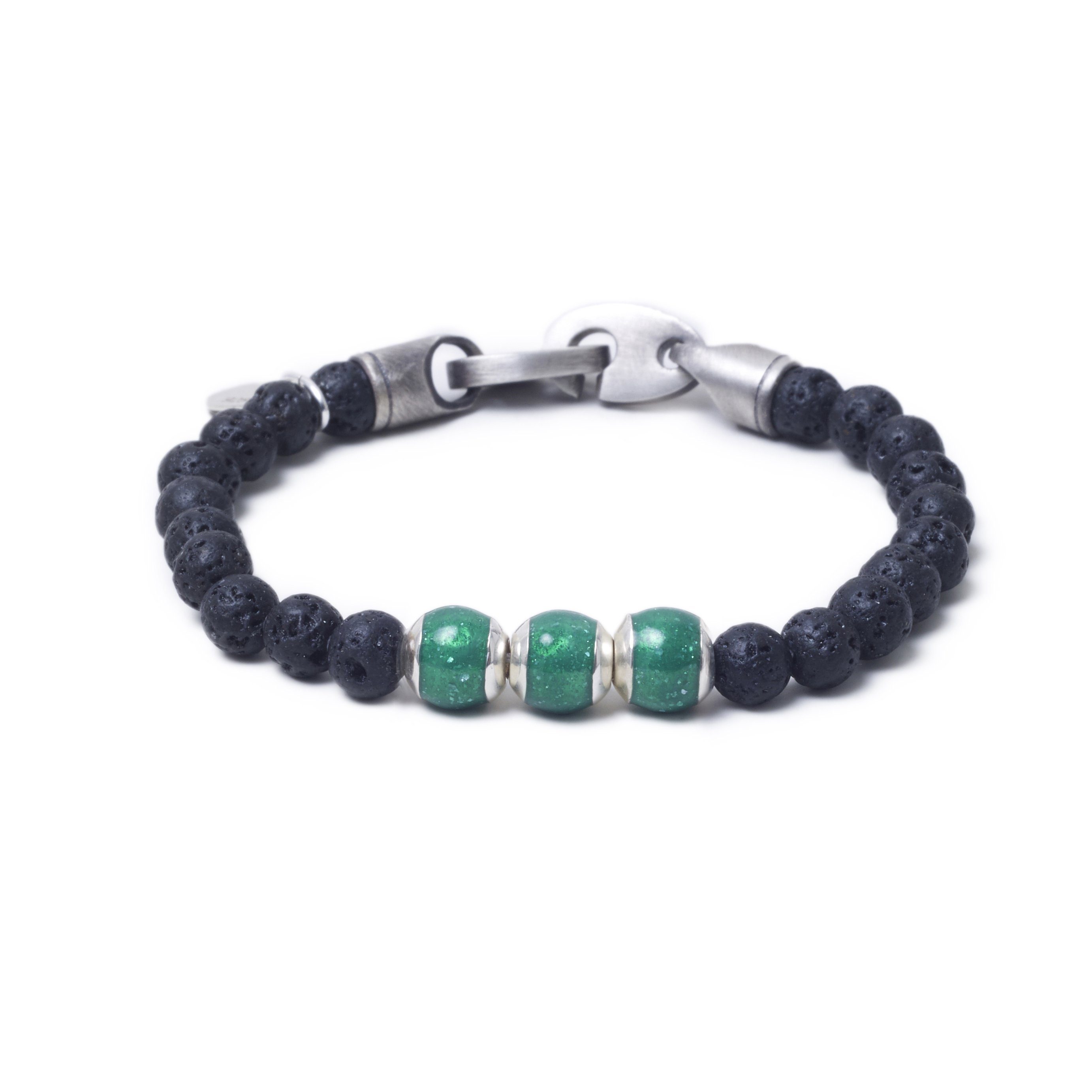 Lava, Three Everence Beads everence.life Green Brummel Hook 7