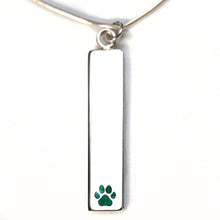Sterling Silver Bar Pendant Necklace with Pawprint Everence Inlay everence.life Emerald