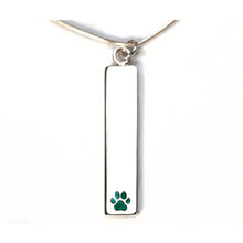 Sterling Silver Bar Pendant Necklace with Pawprint Everence Inlay everence.life