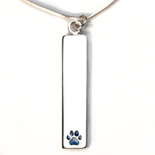 Sterling Silver Bar Pendant Necklace with Pawprint Everence Inlay everence.life Navy