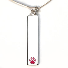 Sterling Silver Bar Pendant Necklace with Pawprint Everence Inlay everence.life Scarlet