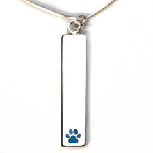 Sterling Silver Bar Pendant Necklace with Pawprint Everence Inlay everence.life Sky
