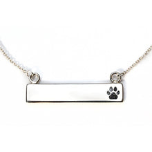 Sterling Silver Bar Necklace with Pawprint Everence Inlay everence.life Charcoal