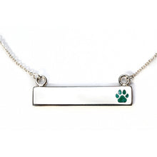 Sterling Silver Bar Necklace with Pawprint Everence Inlay everence.life Emerald