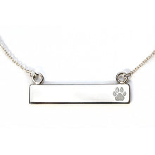 Sterling Silver Bar Necklace with Pawprint Everence Inlay everence.life Pearl