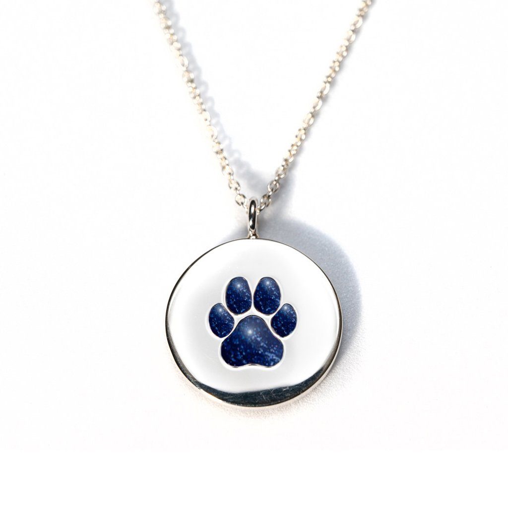 Sterling Silver Pawprint Pendant everence.life Navy