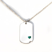 Sterling-Silver Dog Tag with Everence Inlay - Small Everence Emerald