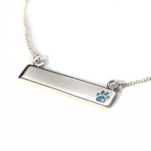 Sterling Silver Bar Necklace with Pawprint Everence Inlay everence.life 