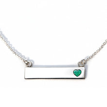 Sterling Silver Bar Necklace with Heart Everence Inlay everence.life 