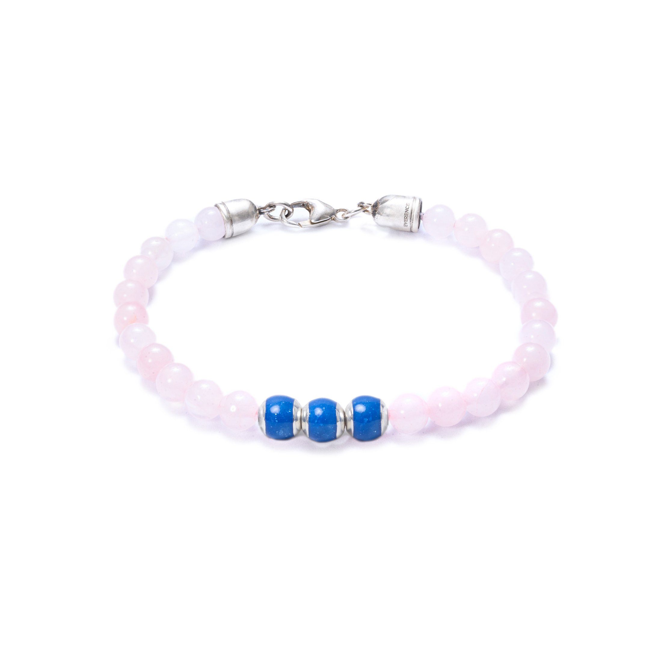 Rose Quartz, Three Everence Beads Everence Blue Lobster Claw 7