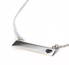 Sterling Silver Bar Necklace with Heart Everence Inlay everence.life Charcoal 