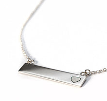 Sterling Silver Bar Necklace with Heart Everence Inlay everence.life Pearl 