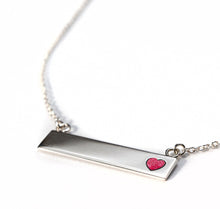 Sterling Silver Bar Necklace with Heart Everence Inlay everence.life Scarlet 