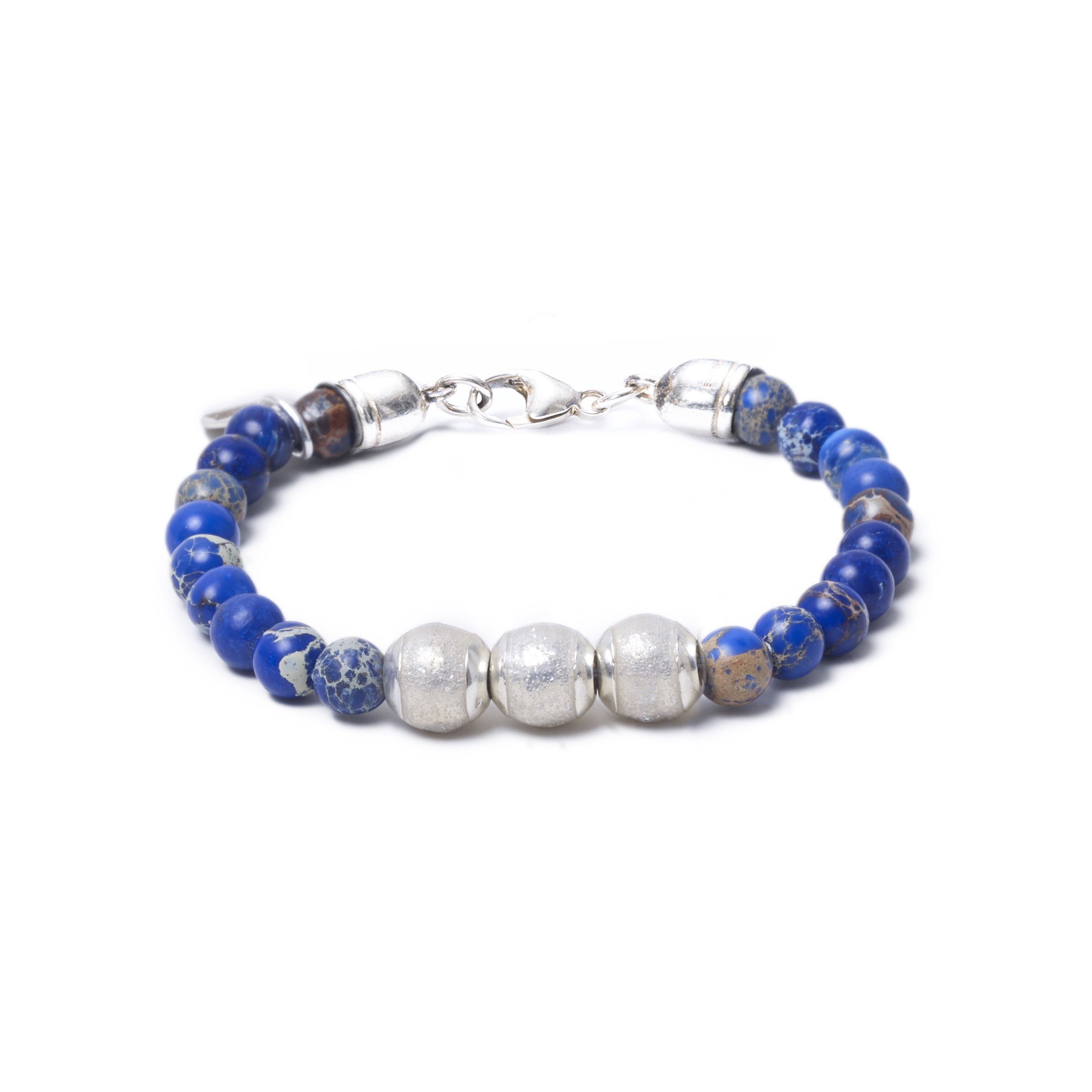 Blue Sea Jasper, Three Everence Beads everence.life Clear Lobster Claw 7