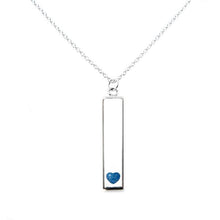 Sterling Silver Bar Pendant Necklace with Heart Everence Inlay everence.life Sky 