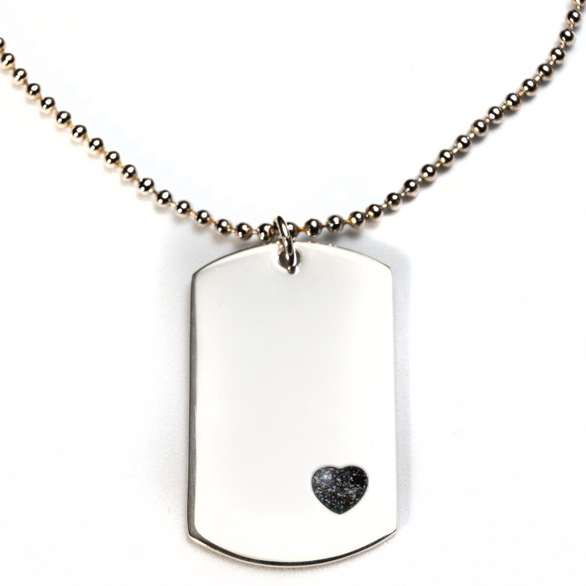 Sterling-Silver Dog Tag with Everence Inlay - Large Everence Charcoal 
