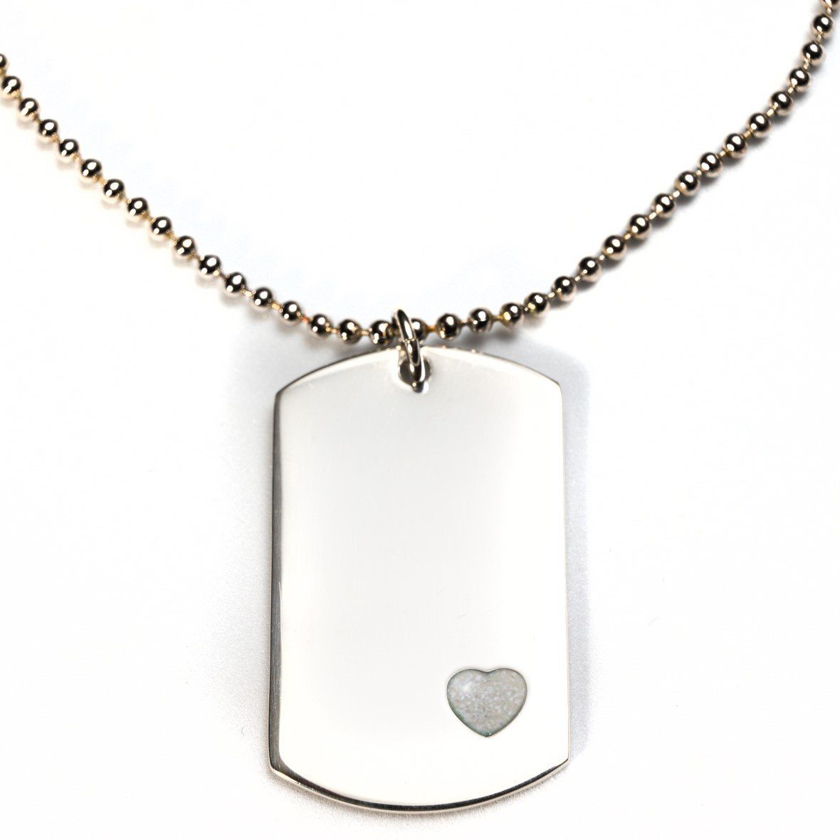 Sterling-Silver Dog Tag with Everence Inlay - Large Everence Pearl 