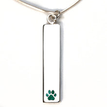 Sterling Silver Bar Pendant Necklace with Pawprint Everence Inlay everence.life Emerald 