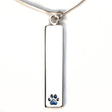 Sterling Silver Bar Pendant Necklace with Pawprint Everence Inlay everence.life Navy 