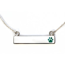 Sterling Silver Bar Necklace with Pawprint Everence Inlay everence.life Emerald 